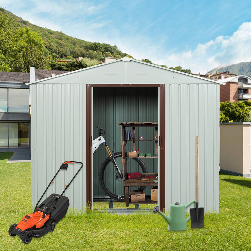 Outdoor Metal Storage Shed Yx48 - White by HouseOfZazla