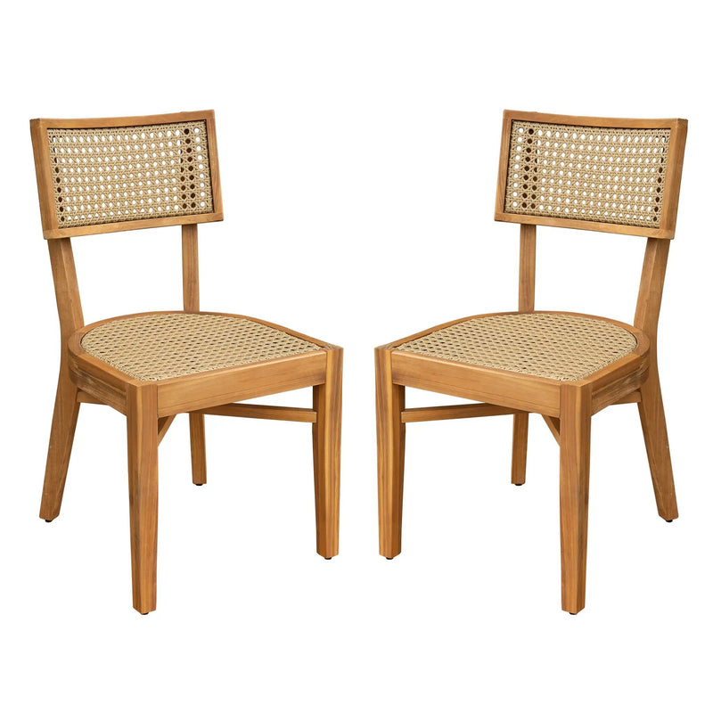 Netro Acacia Wood Dining Chair with Light Brown Wicker by HouseOfZazla