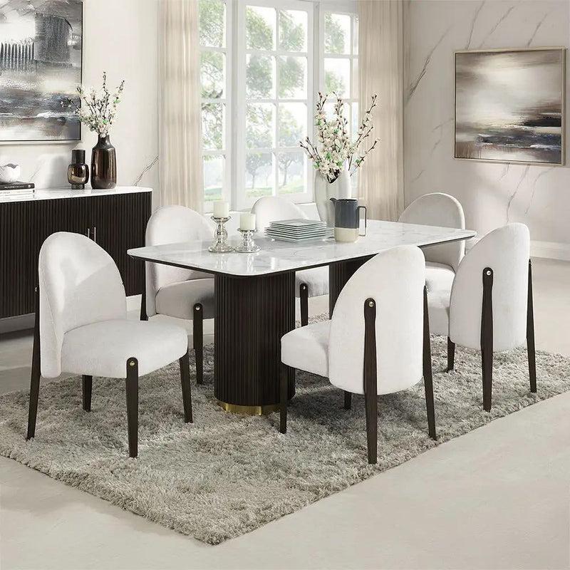 Clayten - Dining Table With Marble Top - White Natural Marble Top & Espresso by Unique Piece Furniture
