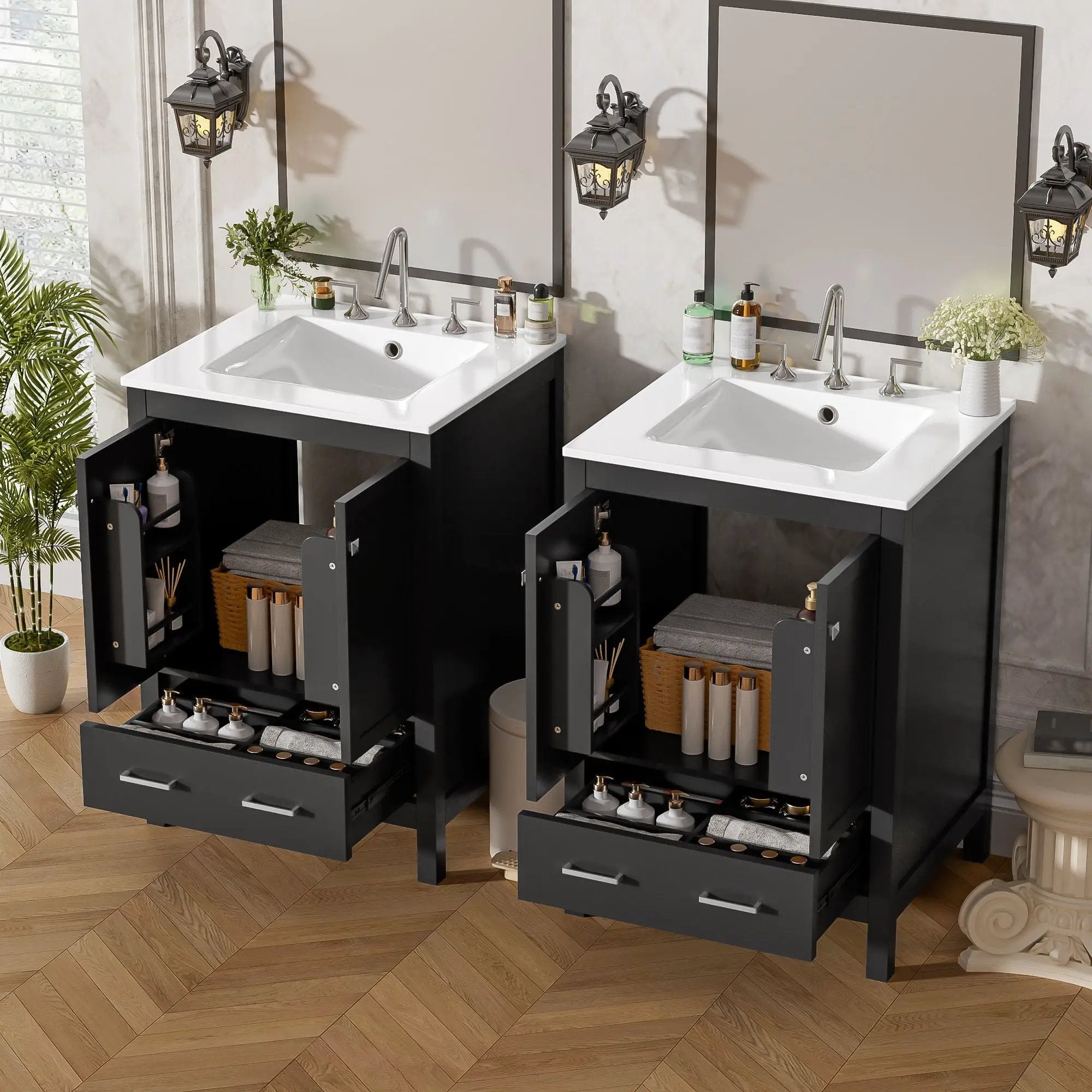 Bathroom Vanity With Integrated Undermount Ceramic Sink, 2 Doors And 1 Drawer, Soft Close Hinges by Unique Piece Furniture