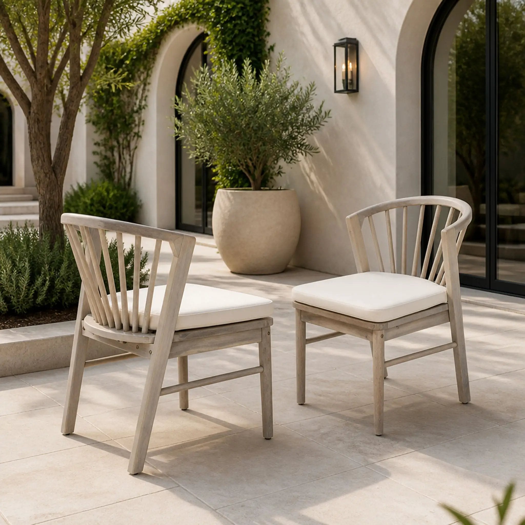Outdoor Dining Chairs Set of 2, Acacia Wood Patio Chairs by HouseOfZazla
