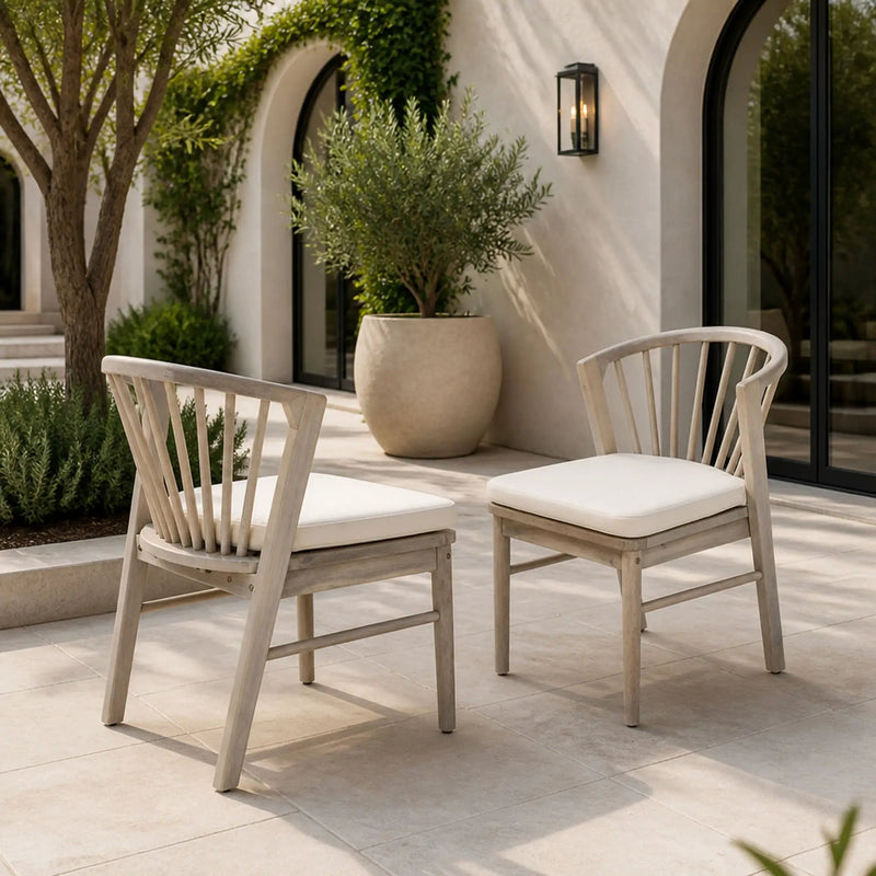Outdoor Dining Chairs Set of 2, Acacia Wood Patio Chairs by HouseOfZazla