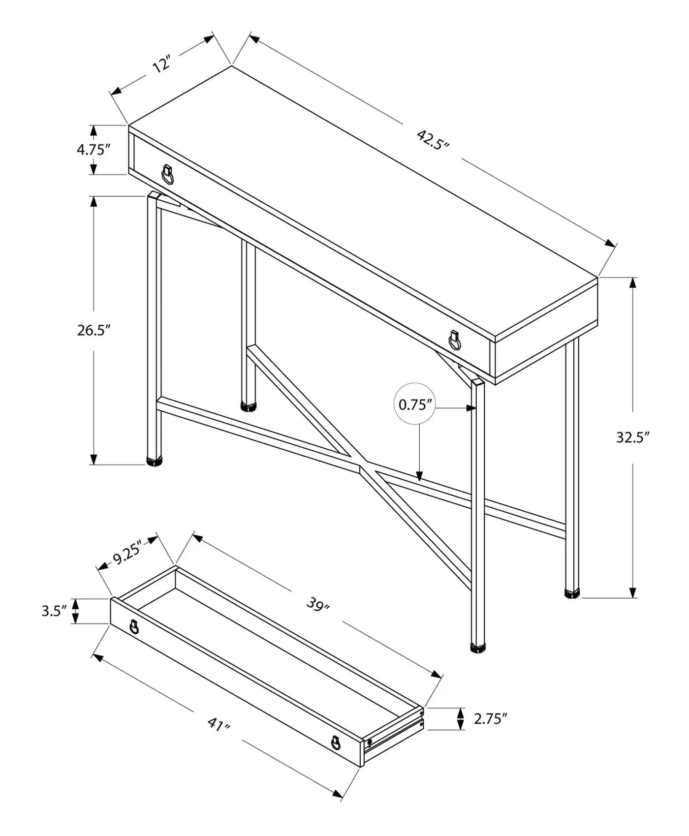 Accent Console Table For Entryway, Functional Storage Drawer by HouseOfZazla