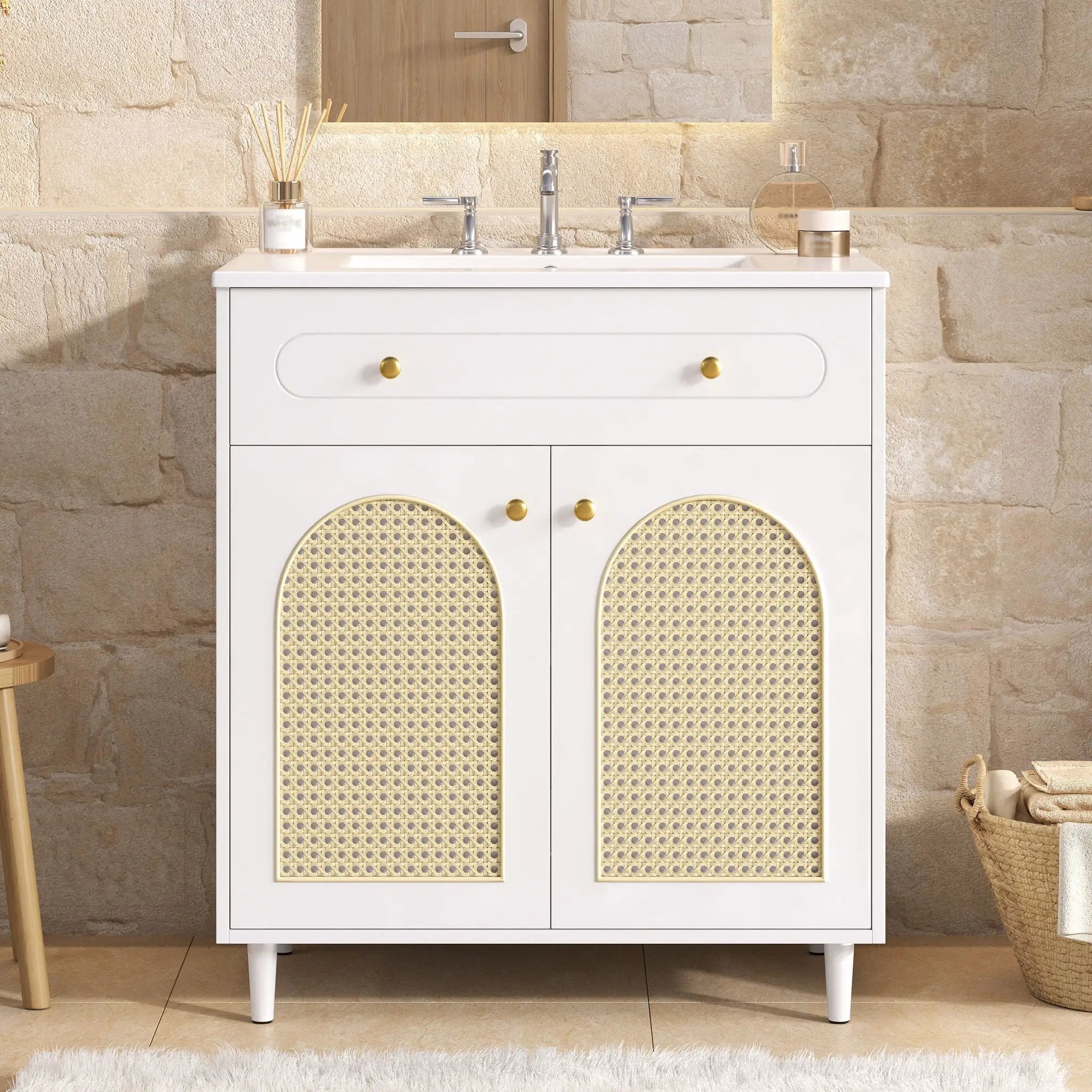 Modern Bathroom Vanity With Sink, Cabinet With Adjustable Shelf by Unique Piece Furniture