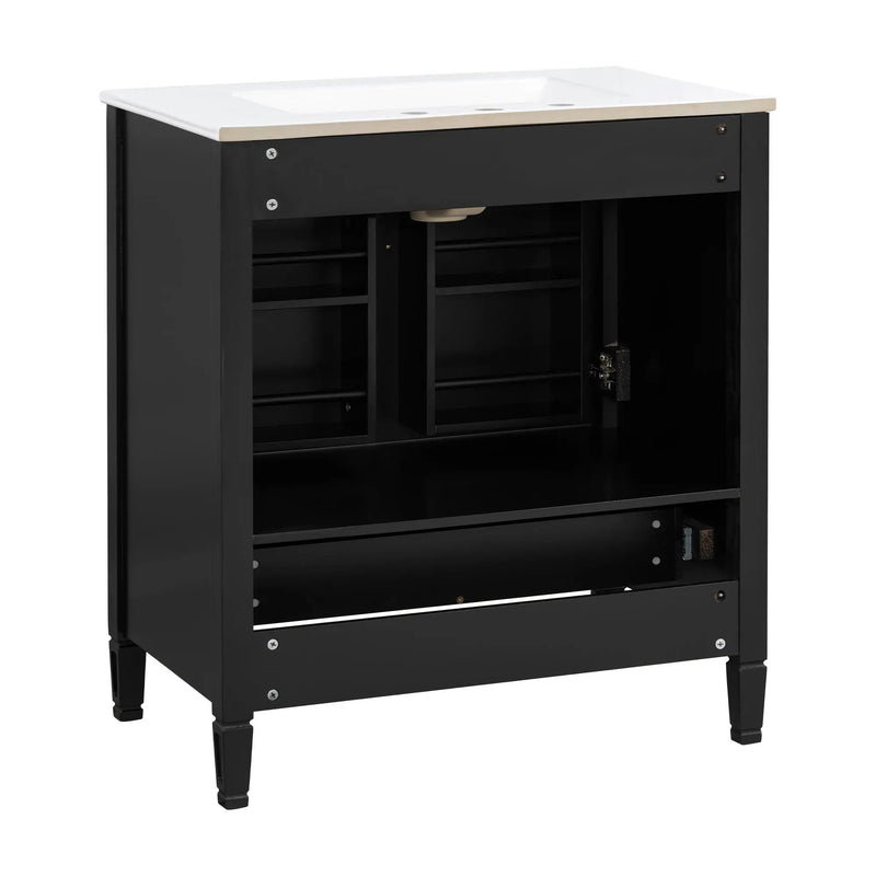 Elegant Fluted Bathroom Vanity With Sink, Soft Close Doors & Drawer by HouseOfZazla