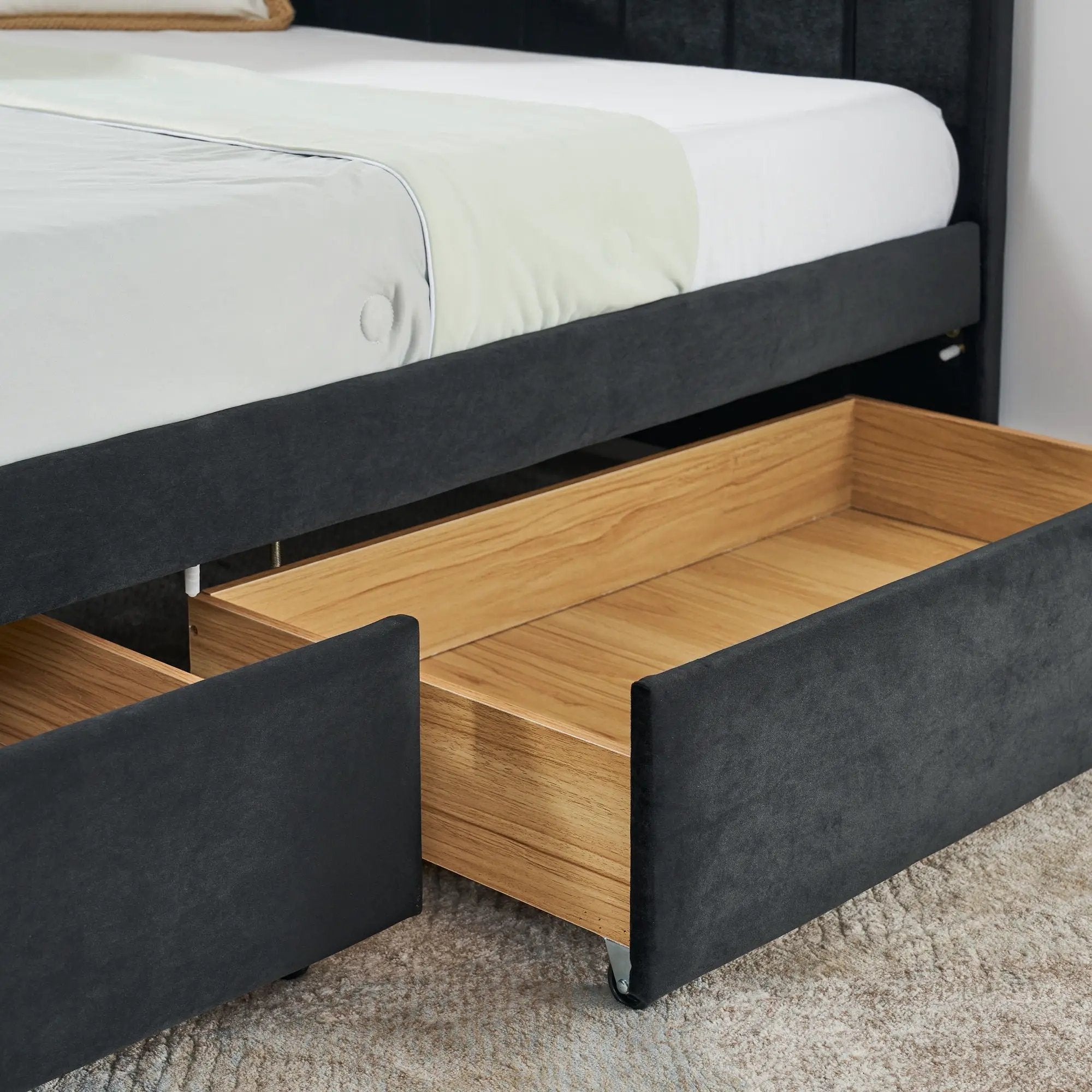 Upholstered Tufted Daybed Frame With Storage Drawers by HouseOfZazla