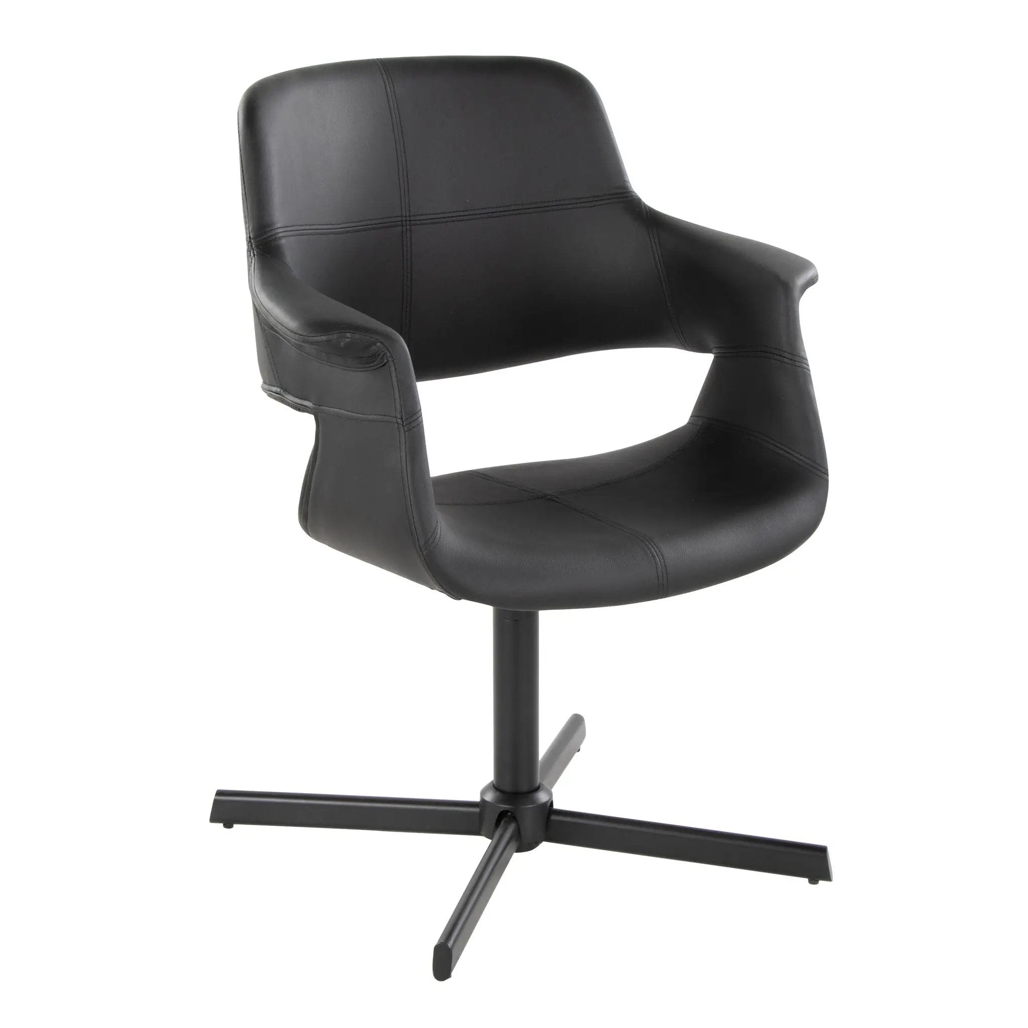 Vintage Flair - Mid-Century Modern Swivel Chair With X - Pedestal - Black by HouseOfZazla