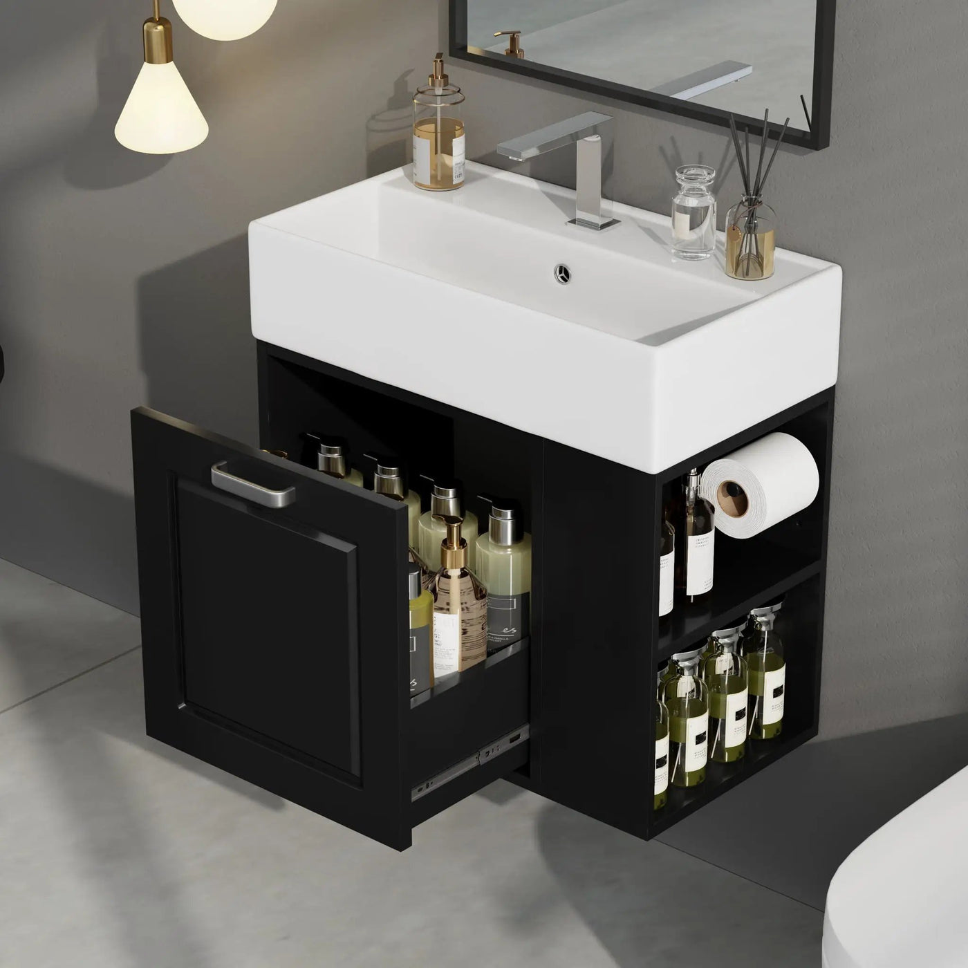 Modern Wall Mounted Bathroom Vanity With Sink by HouseOfZazla