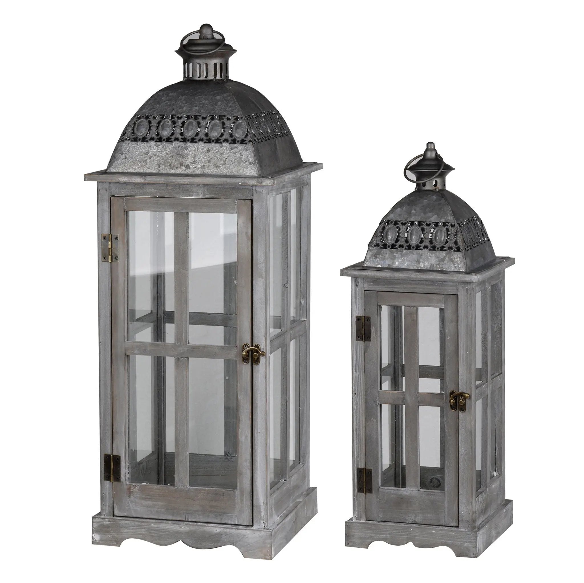 Wooden Candle Lantern Decorative, Hurricane Lantern Holder Decor For Indoor Outdoor, Home Garden Wedding - Gray by Unique Piece Furniture