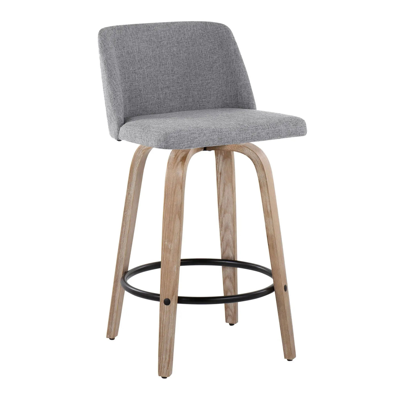 Toriano - Contemporary Fixed-Height Counter Stool & Swivel With Round Footrest (Set of 2) by HouseOfZazla