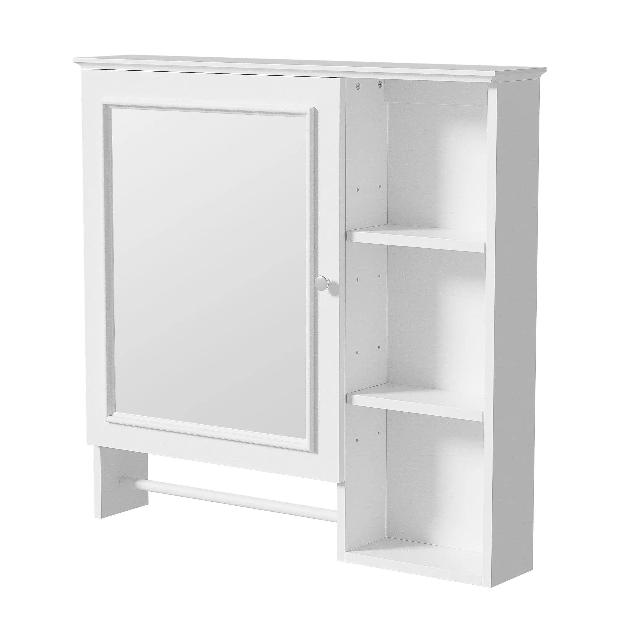 Wall Mounted Bathroom Storage Cabinet, Medicine Cabinets With Large Mirror Door, Adjustable Shelves And Three Open Storage Levels(Not Include Bathroom Vanity) by HouseOfZazla