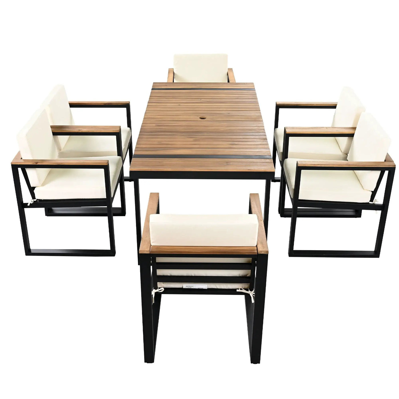 7 Pieces Outdoor Dining Set Patio Dining Table And Chair Set With And Removable Cushions For Patio by HouseOfZazla