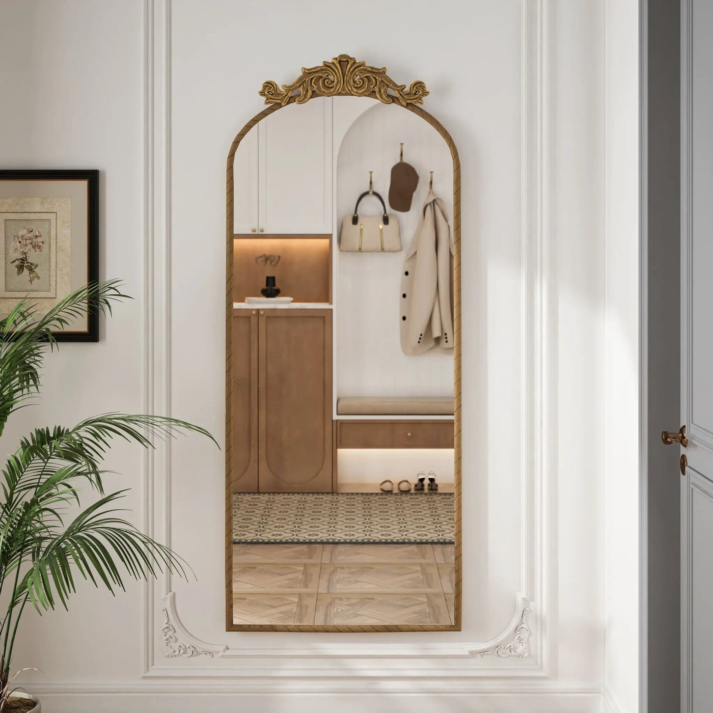 Vintage Arched Full Body Mirror, Wall Mounted For Living Room by Unique Piece Furniture