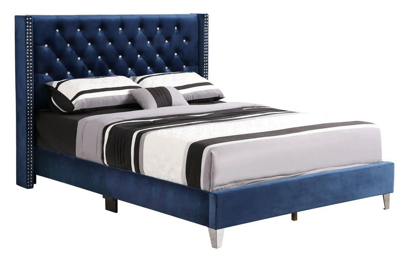 Upholstered Nailhead Trim Chic Bed by Unique Piece Furniture
