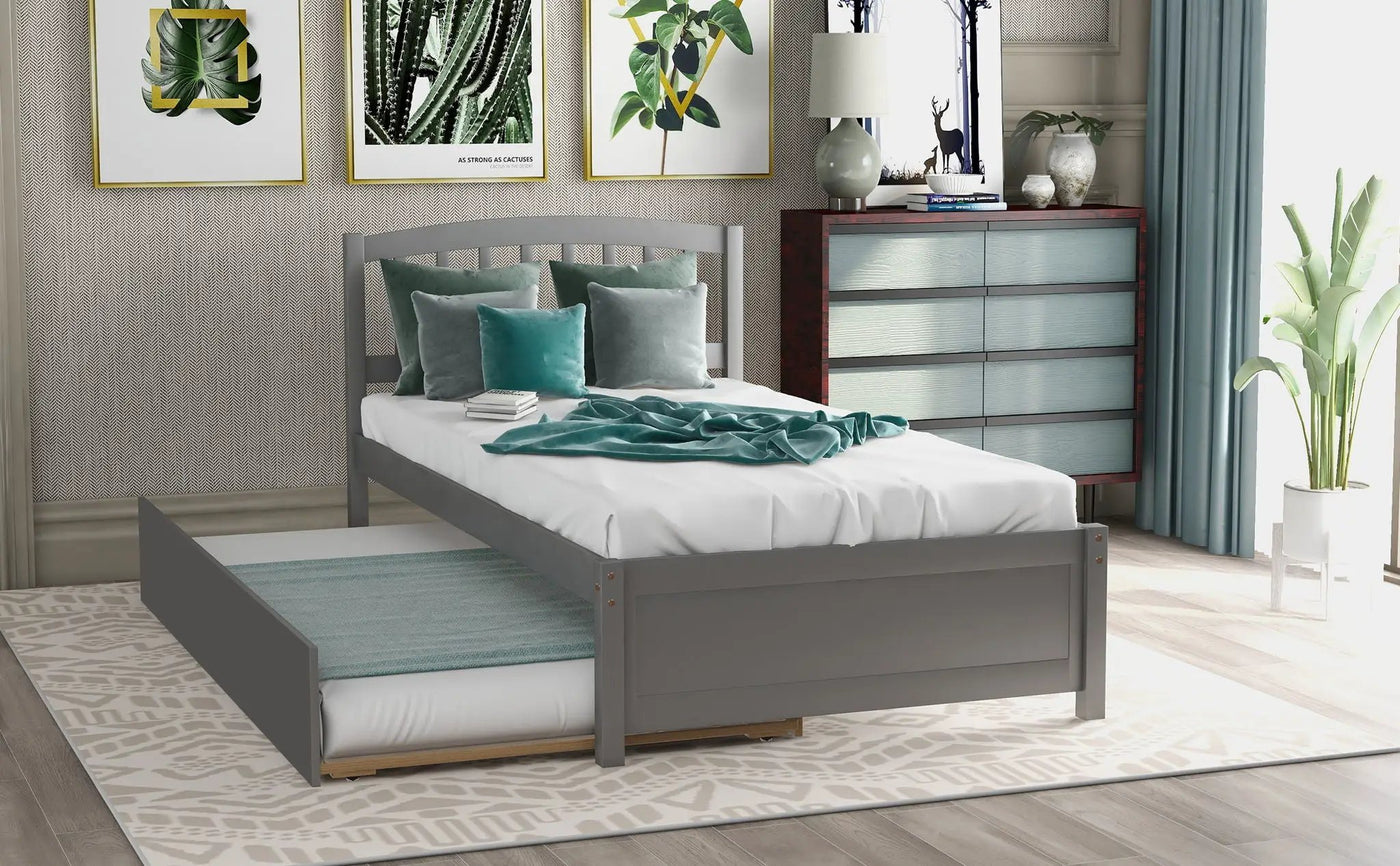 Platform Bed Wood Bed Frame With Trundle by Unique Piece Furniture