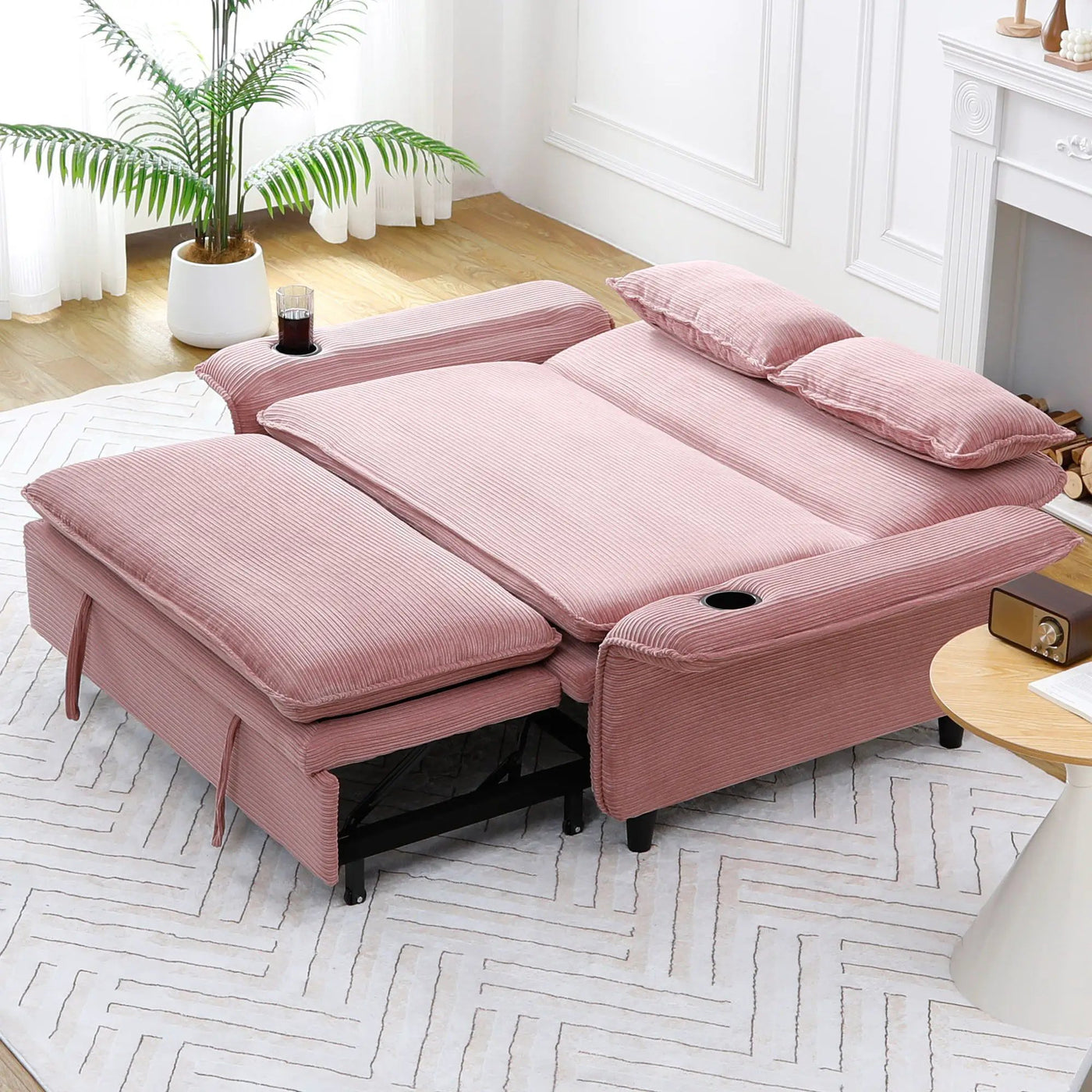 Modern Fabric Multi-Functional Sofa Bed With Adjustable Armrests And Backrests by HouseOfZazla