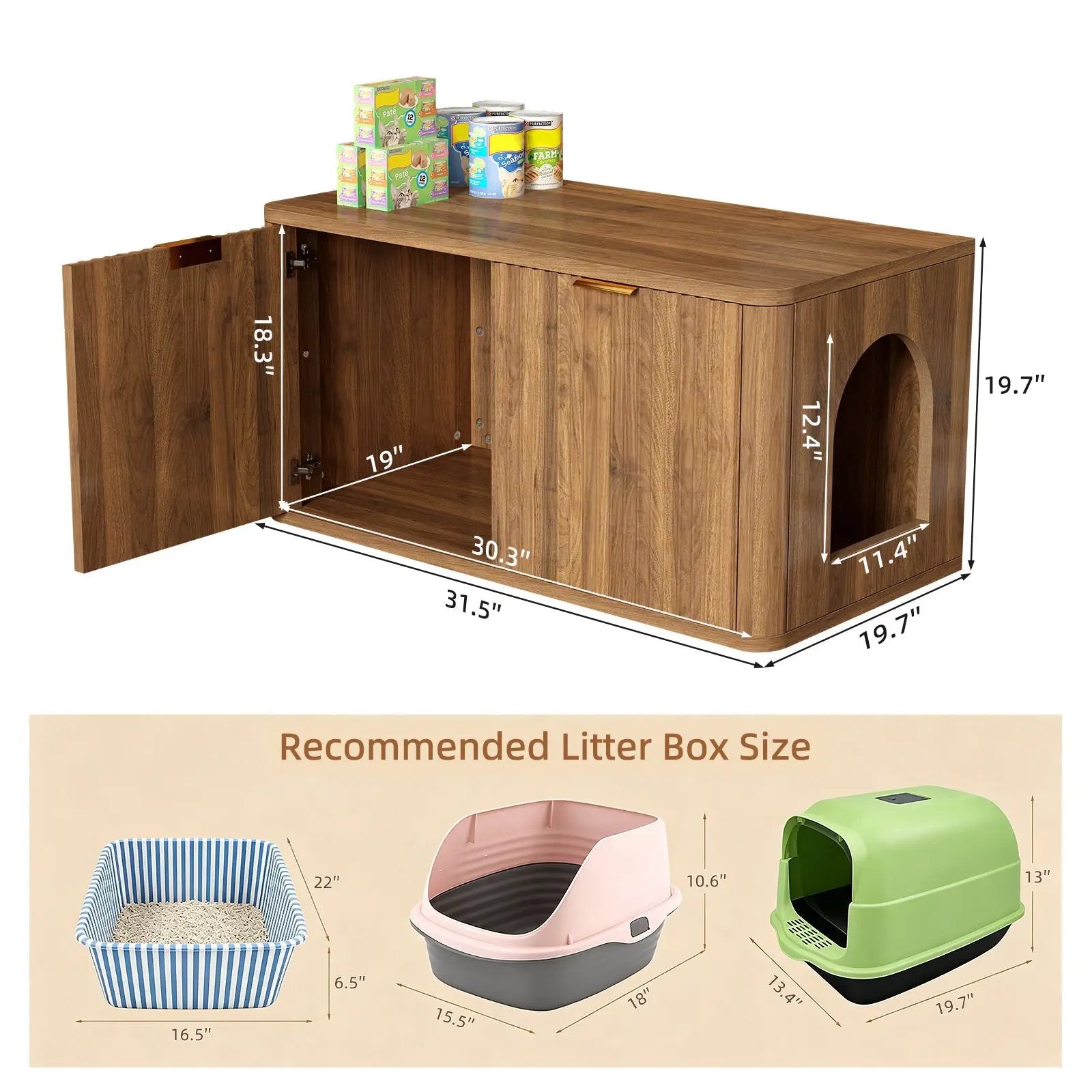 31.5" Walnut Finish Hidden Litter Box Furniture by HouseOfZazla