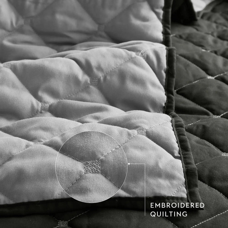 7 Piece Stripe Comforter and Quilt Set - King/Cal King by HouseOfZazla