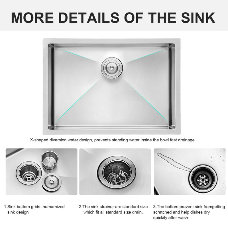 Modern Undermount Stainless Steel Kitchen Sink 16 Gauge, Deep Single Bowl by HouseOfZazla
