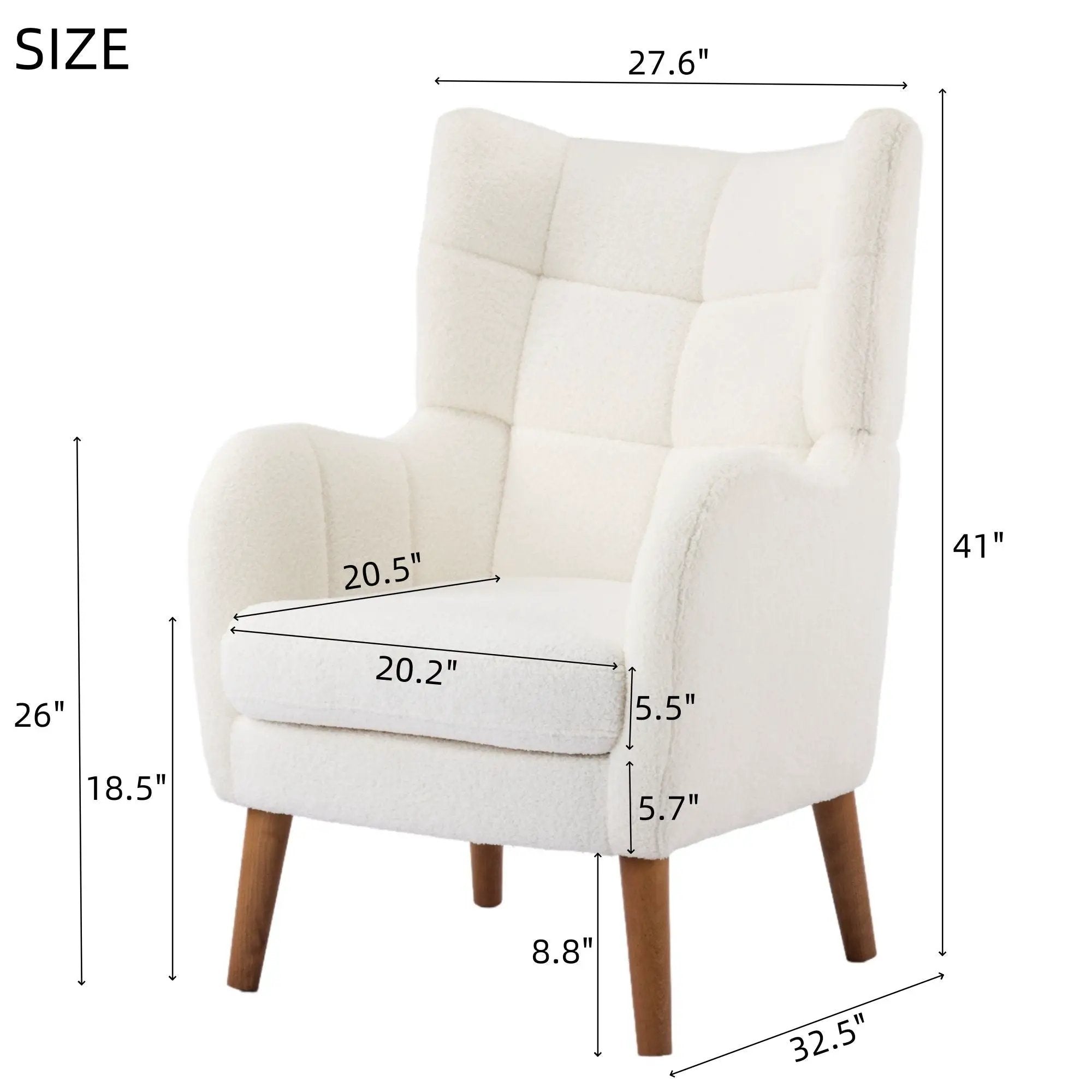 Accent Chair With Birch Wood Legs - White by HouseOfZazla