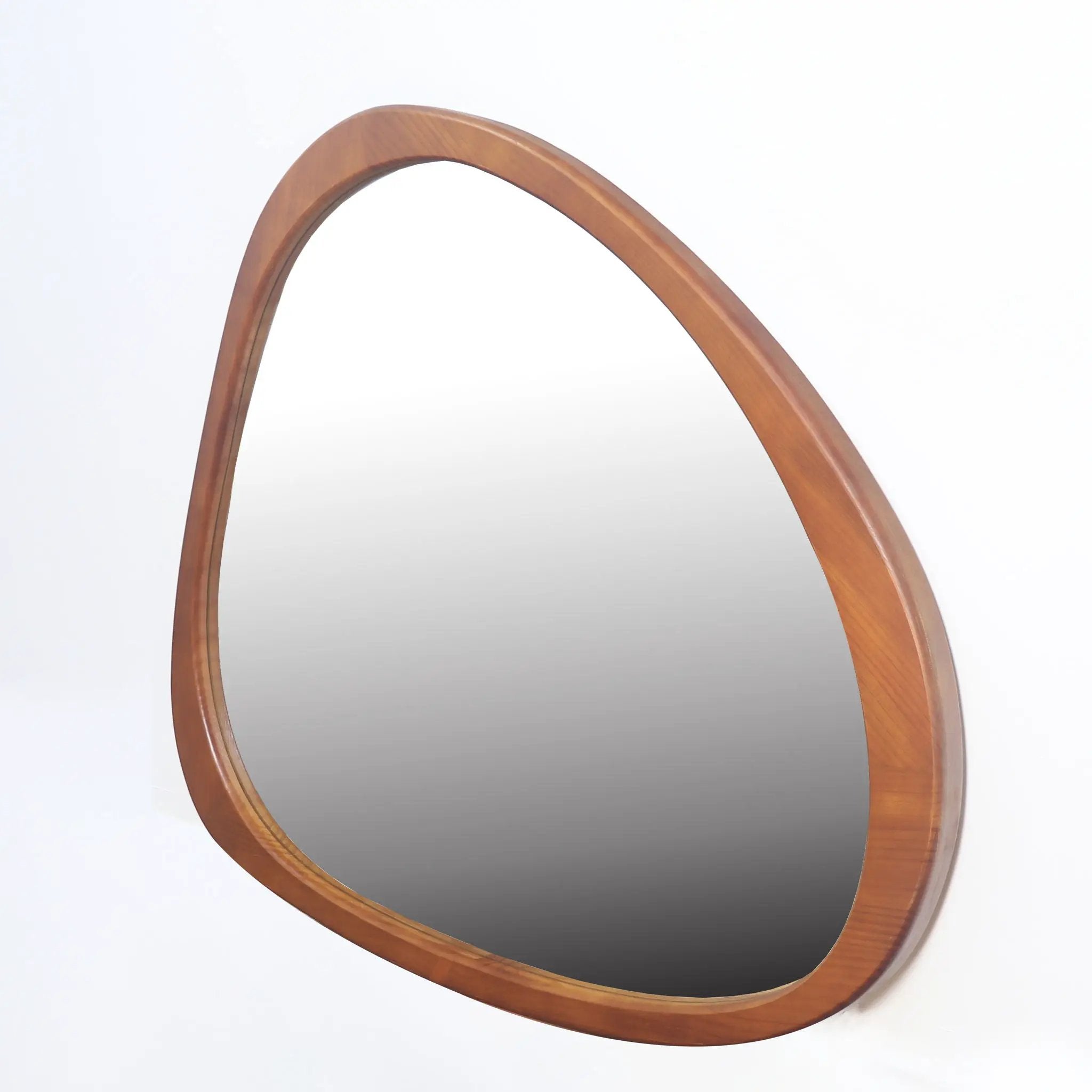 Asymmetrical Wall Mirror Wooden Framed Mirror Large Sized Dressing Mirror, For Living Room, Bedroom, Bathroom, Hallway Or Entry Way - Natural Wood by HouseOfZazla