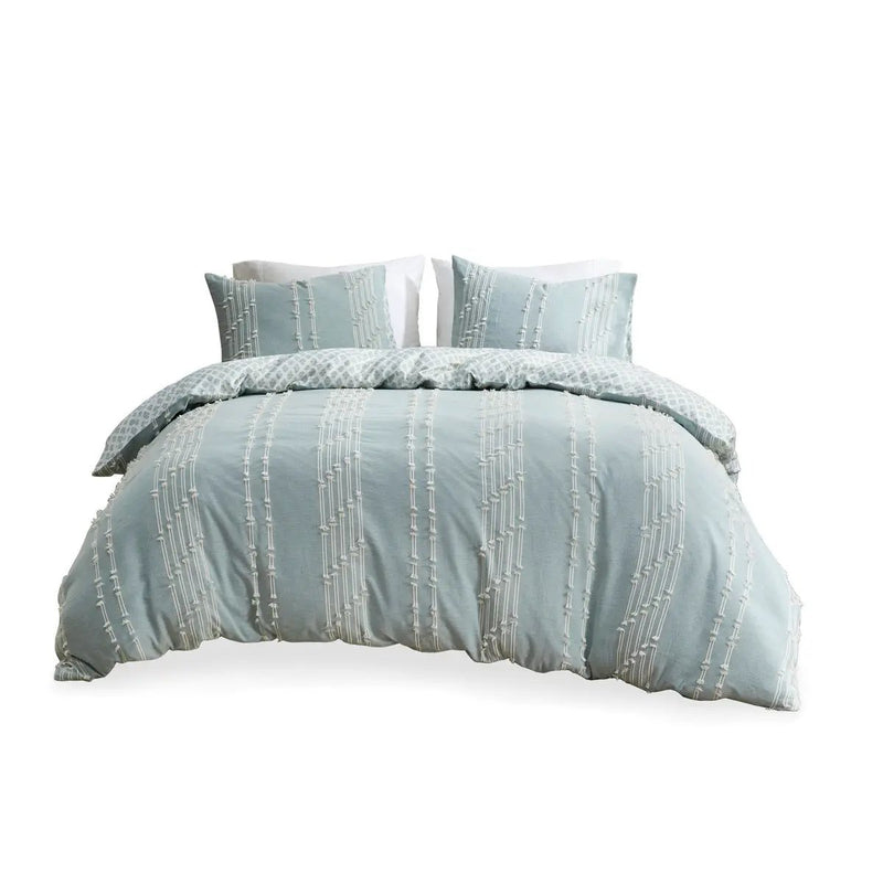 King/Cal King 3 Piece Cotton Jacquard Duvet Cover Set by HouseOfZazla