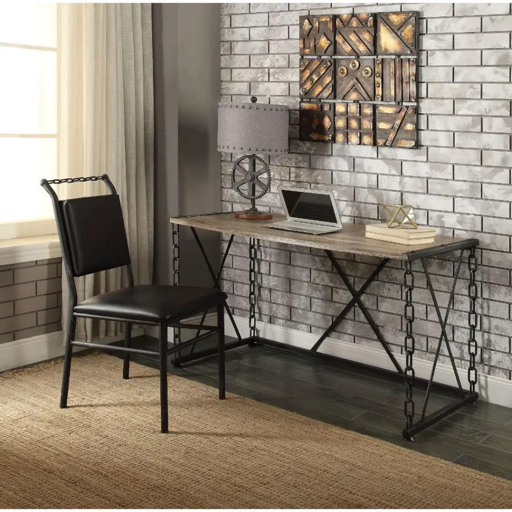 Jodie - Writing Desk (Same Ac00905) - Rustic Oak & Antique Black by Unique Piece Furniture