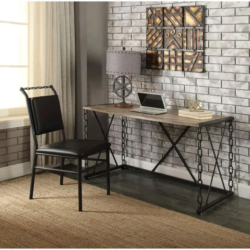 Jodie - Writing Desk (Same Ac00905) - Rustic Oak & Antique Black by Unique Piece Furniture