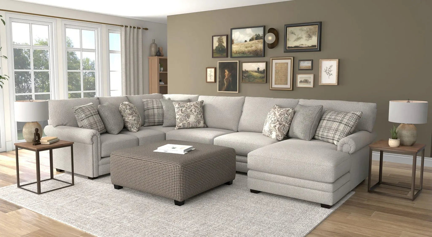 Livingston - Sectional With Comfort Coil Seating, 40" Cocktail Ottoman And Accent Pillows Included by Unique Piece Furniture