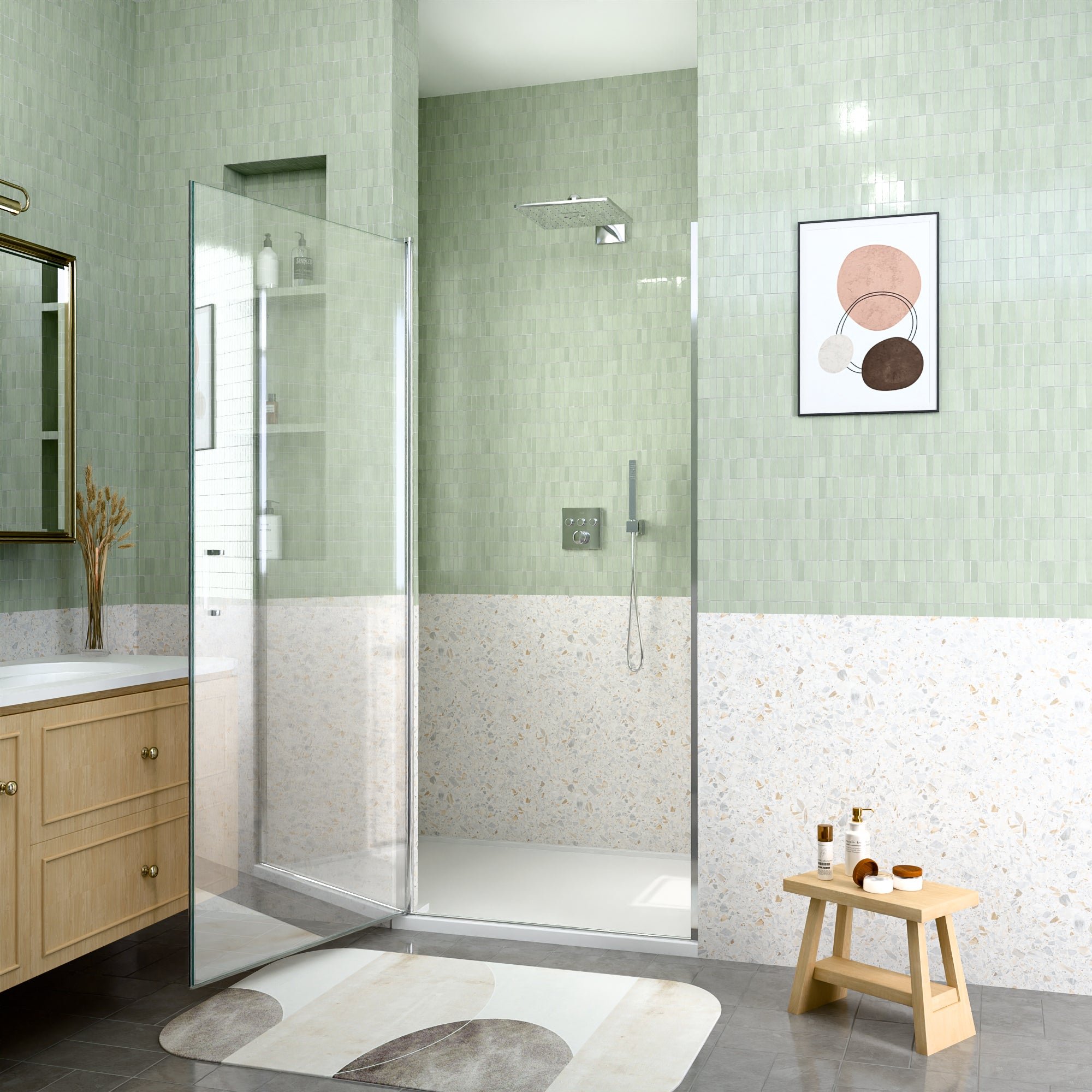 24" W x 72" H Semi-Frameless Circular Pivot Shower Door by HouseOfZazla