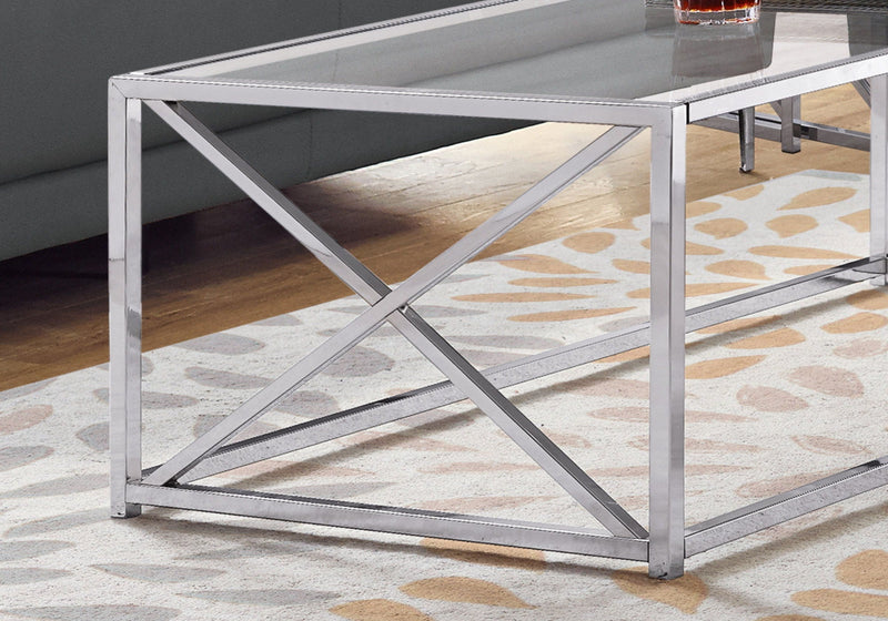 Rectangular Contemporary Coffee Table with Chrome Base - Chrome, photo 2 of 4