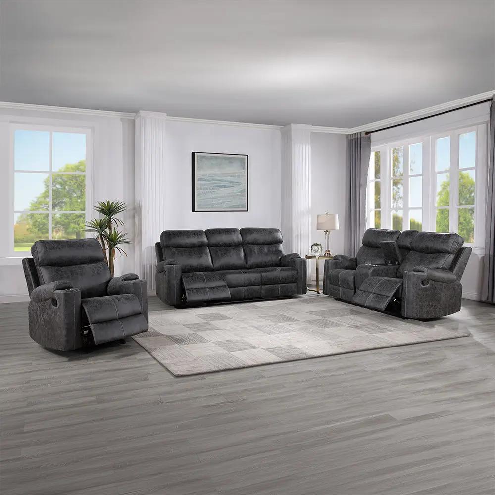 Hirah - Motion Glider Recliner - Dark Gray Polish Microfiber by Unique Piece Furniture