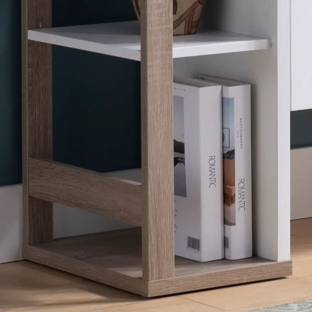 Modernize Kitchen Buffet Organizing Cabinet With 4 Shelves - White / Dark Taupe by HouseOfZazla