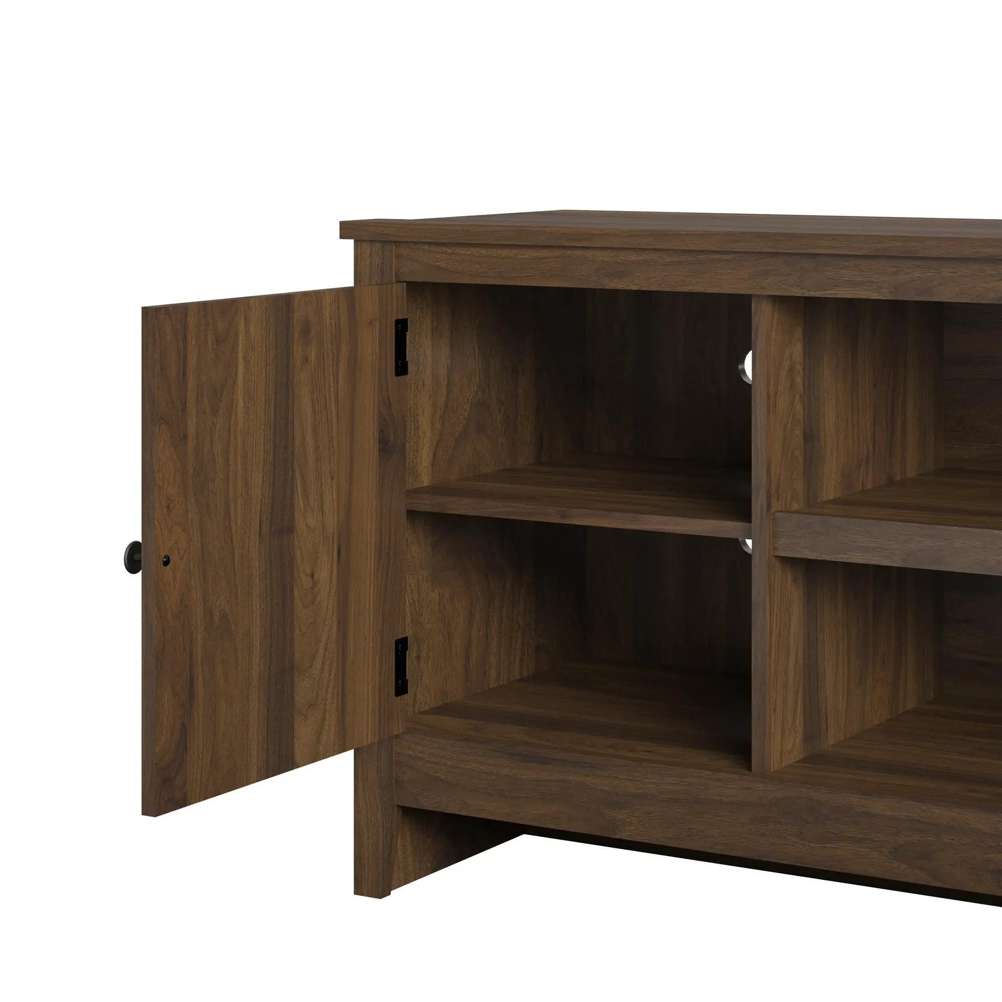 TV Stand For TVs Up To 65" With Open Shelves And Storage Cabinets - Walnut by HouseOfZazla