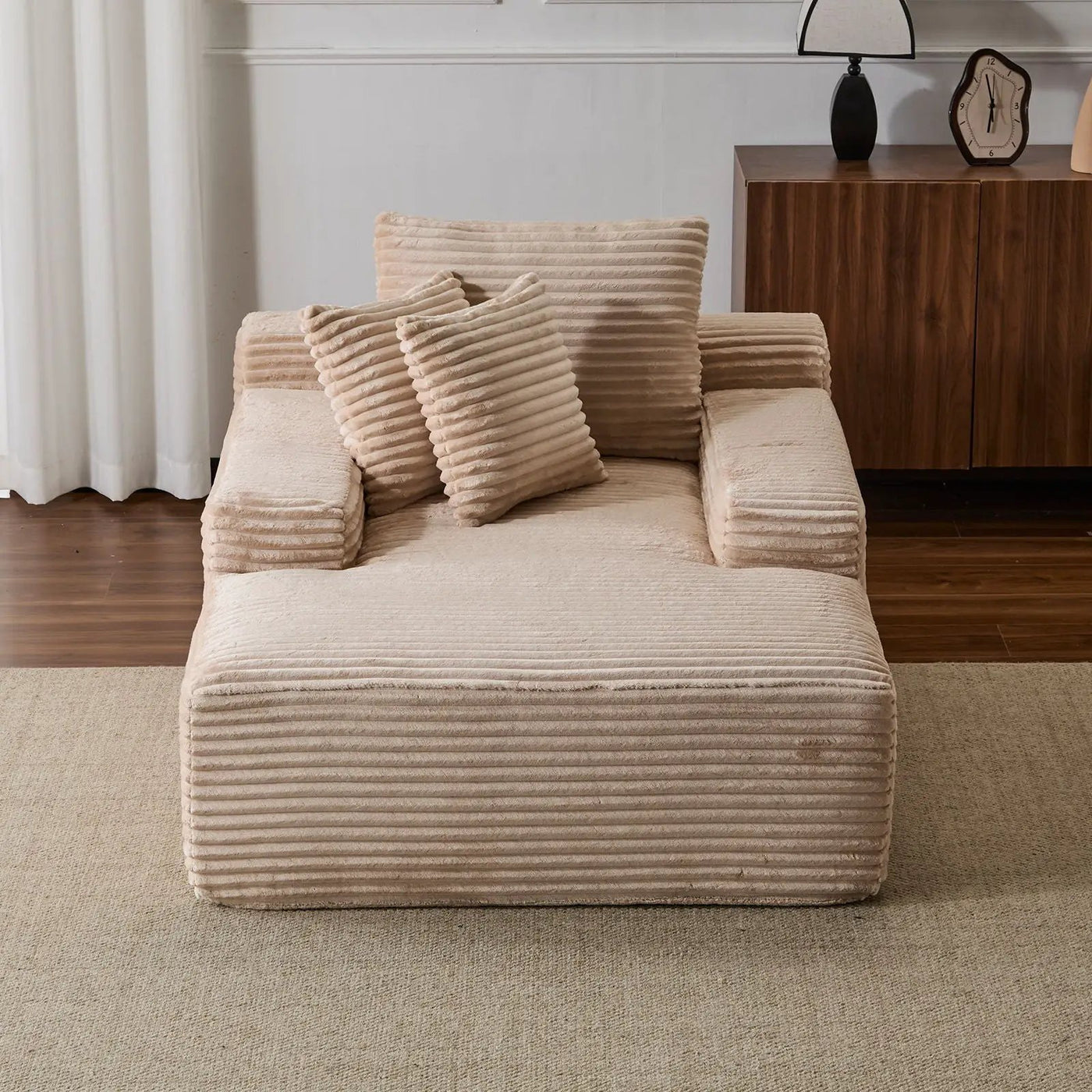 Oversized Chaise Lounge Chair Cozy Cloud Couch With 3 Throw Pillows And Wide Armrest by HouseOfZazla