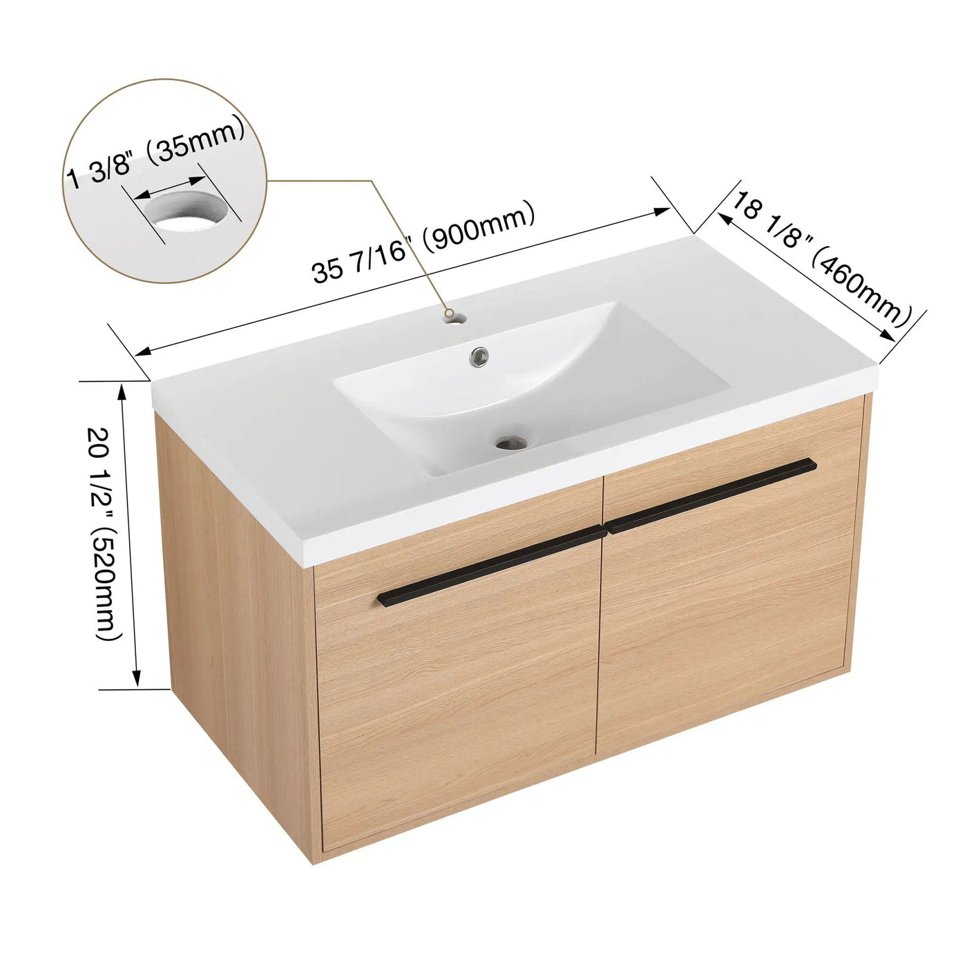 Bathroom Vanity Set With Resin Countertop Sink, 2 Doors by HouseOfZazla