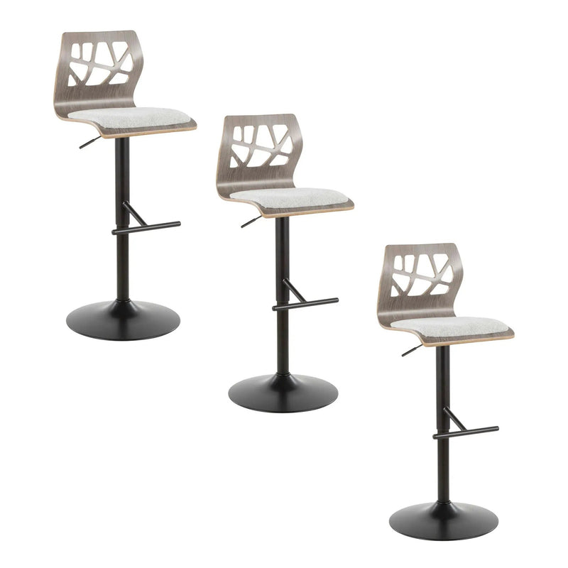 Folia - Mid Century Modern Adjustable Barstool With Swivel With Straight T Footrest (Set of 3) by HouseOfZazla