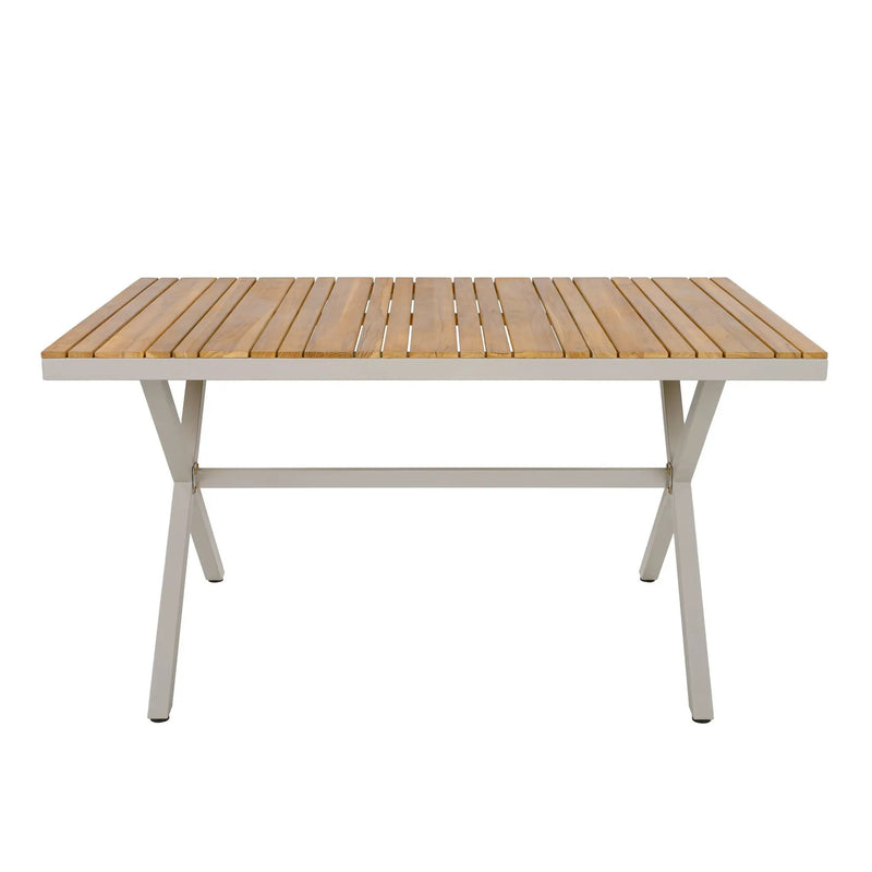 Outdoor 7-Piece Dining Set - Rectangular Teak Wood Table + 6 Wicker Chairs by HouseOfZazla