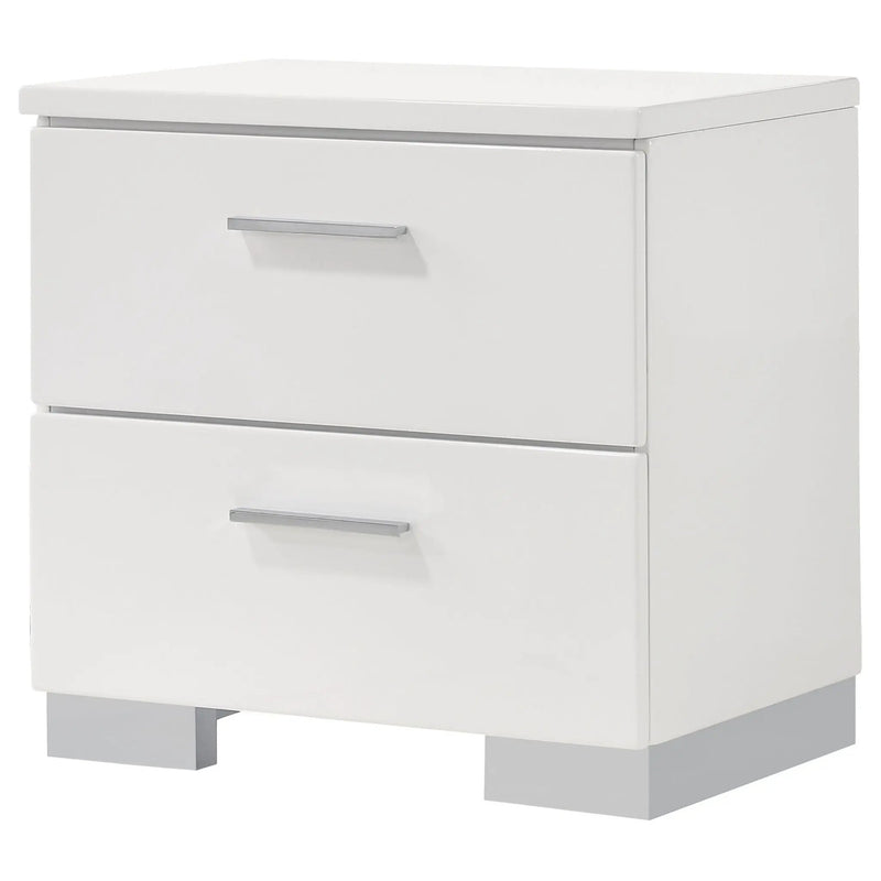 Felicity 2-drawer Nightstand White High Gloss by Unique Piece Furniture
