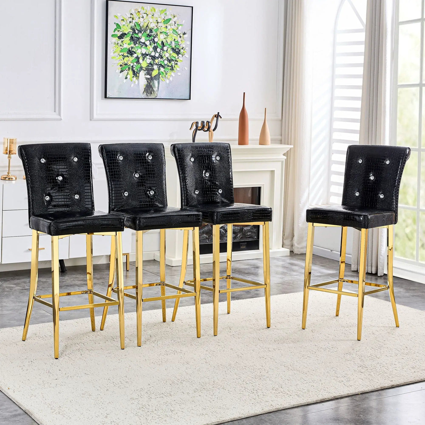 Bar Chairs With Crystal Clasp Design (Set of 2) by HouseOfZazla