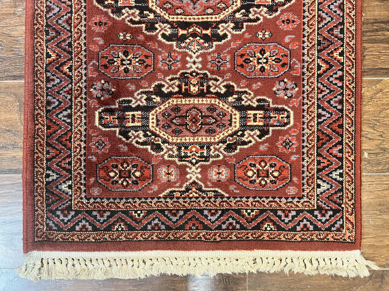 Belgium Power Loomed Runner Rug 2x9, Vintage Wool Rug for Hallway 2 x 9 ft, Red, Caucasian Persian Design, 9ft Runner by Jewel Rugs