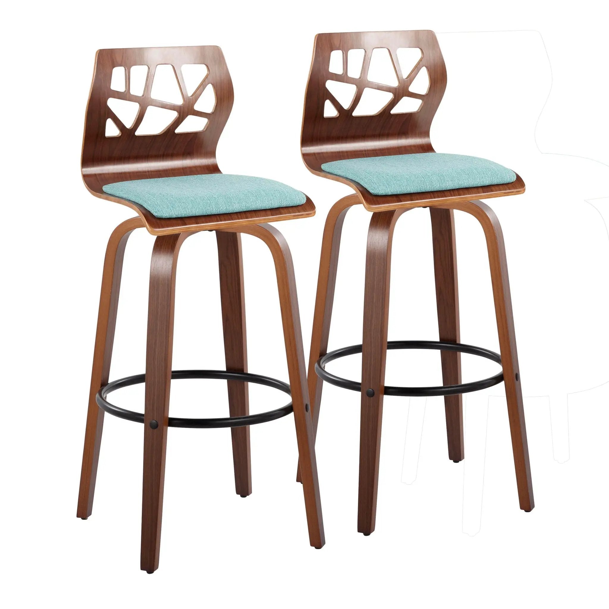 Folia - Mid Century Modern Fixed Height Barstool With Swivel With Round Footrest (Set of 2) by Unique Piece Furniture