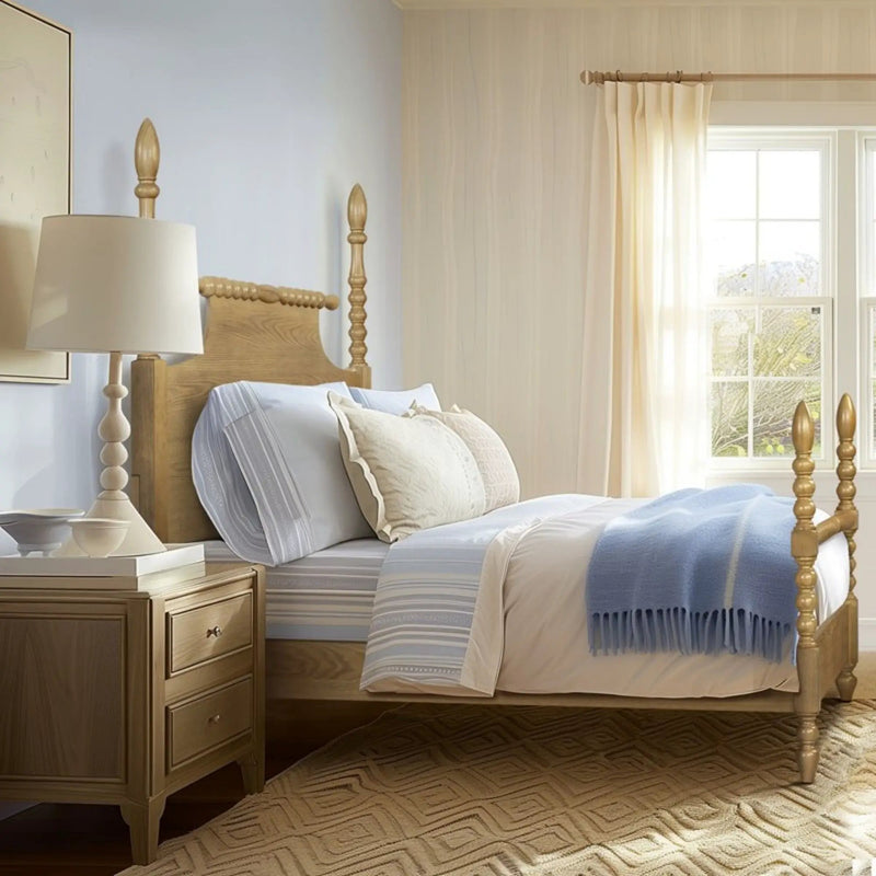 Queen Bed Turned Legs - Natural by HouseOfZazla