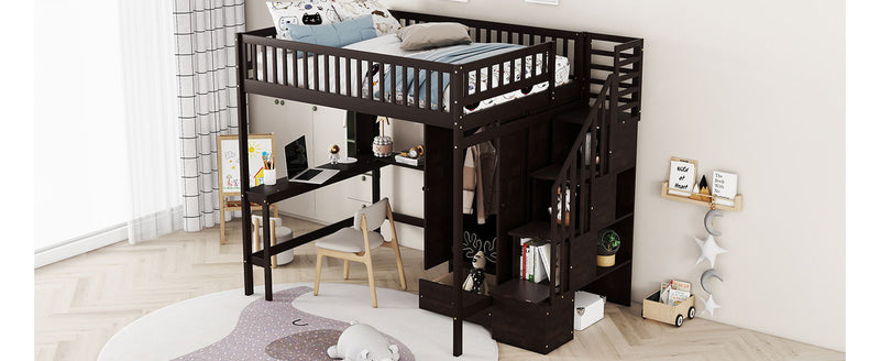 Loft Bed With Bookshelf, Drawers, Desk, And Wardrobe by HouseOfZazla