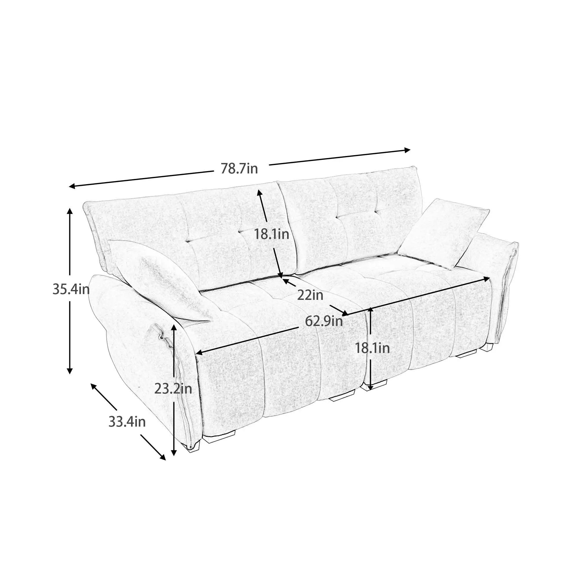 Modern Sofa & Pillows, Textured Cover, High Rebound Cushions by HouseOfZazla
