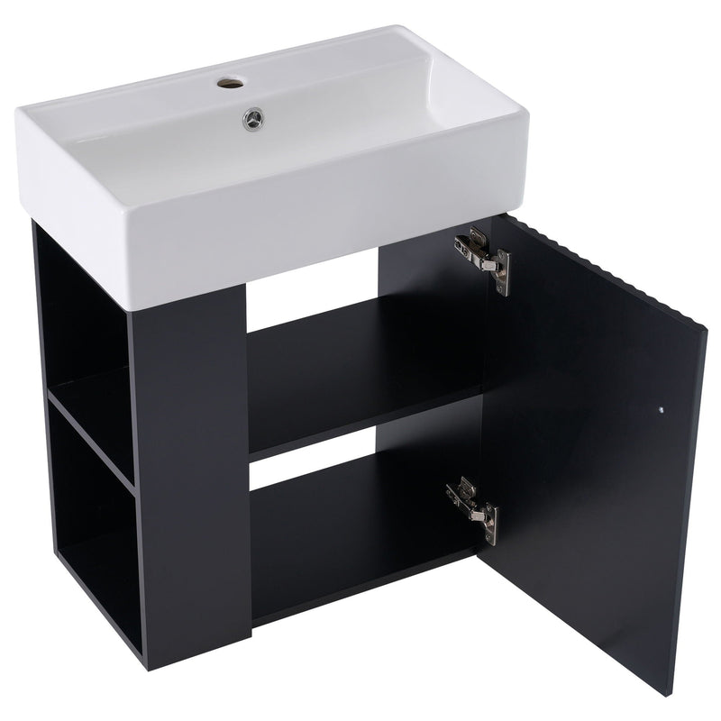Modern Floating Bathroom Vanity With Ceramic Basin Perfect For Small Bathrooms by HouseOfZazla