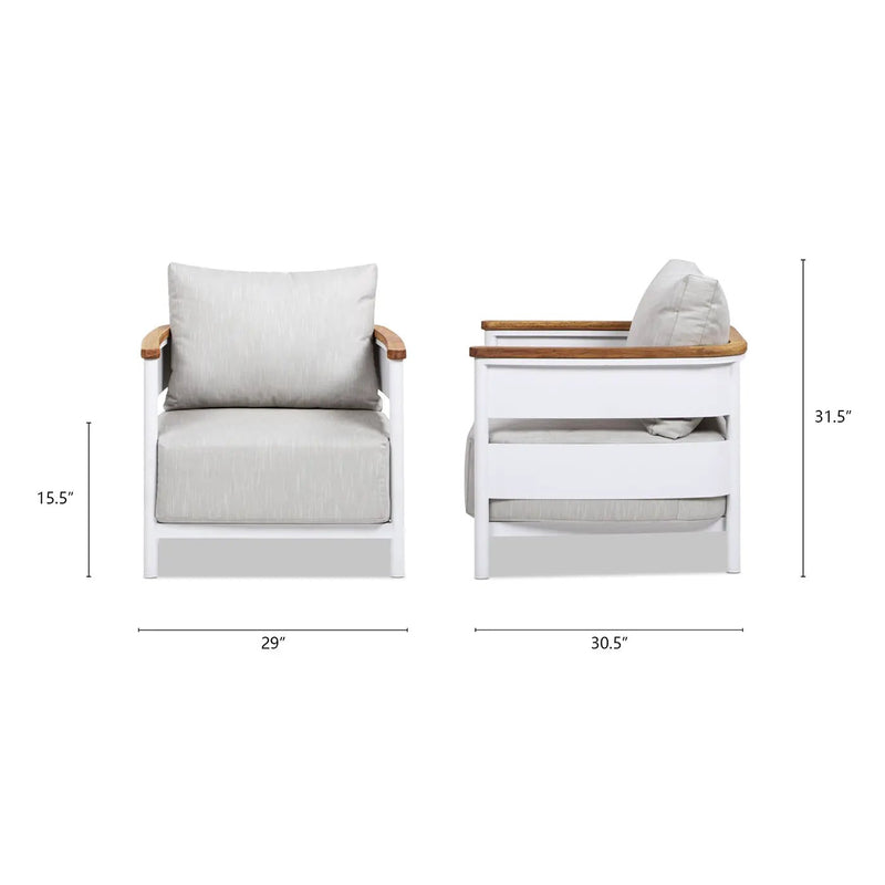 Rhodes 29" Upholstered Teak & Aluminum Patio Arm Chair Birch by HouseOfZazla