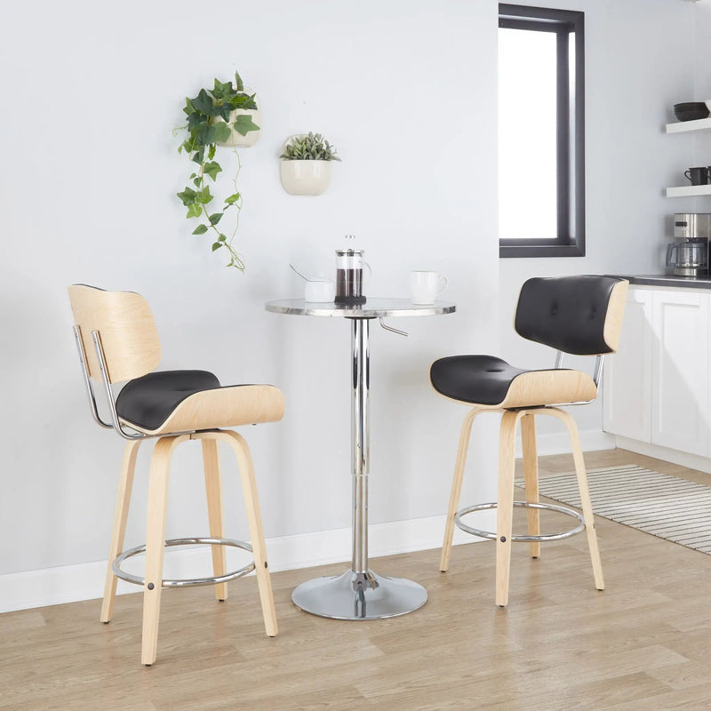 Bistro - Contemporary Adjustable Round Bar Table - Silver by HouseOfZazla