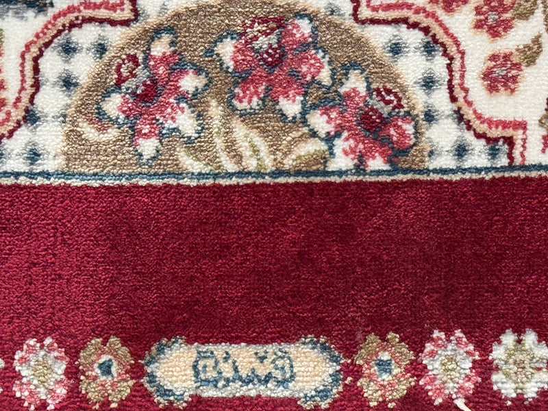 Dark Red Turkish Silk Rug 2.6 x 4, Hunting Design Scene, Bamboo Silk by Jewel Rugs