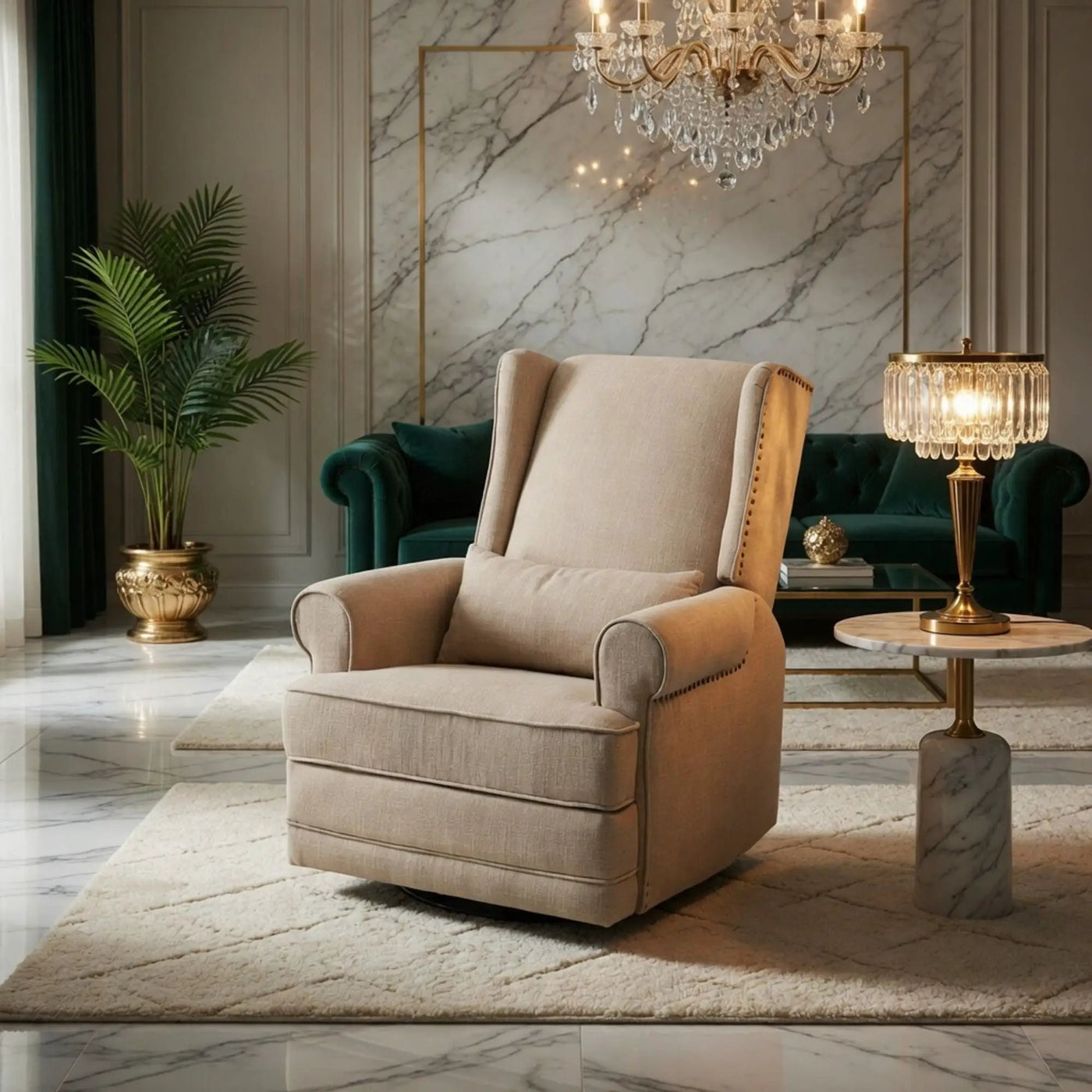 Extra Wide Swivel Recliner Glider Chair With Footrest by HouseOfZazla